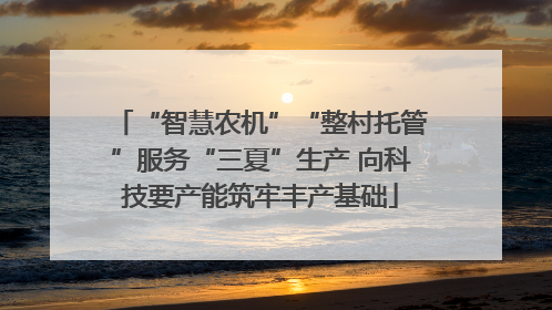 “智慧农机”“整村托管”服务“三夏”生产 向科技要产能筑牢丰产基础