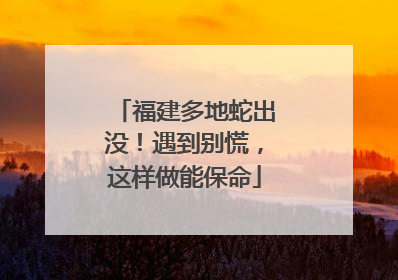 福建多地蛇出没！遇到别慌，这样做能保命