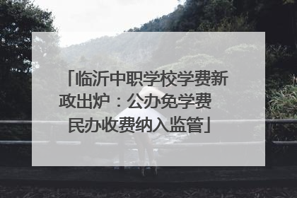 临沂中职学校学费新政出炉：公办免学费 民办收费纳入监管