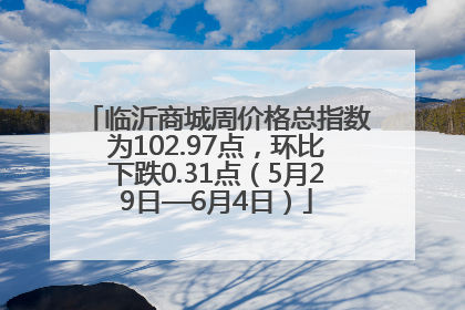 临沂商城周价格总指数为102.97点，环比下跌0.31点（5月29日—6月4日）