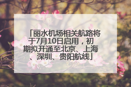 丽水机场相关航路将于7月10日启用，初期拟开通至北京、上海、深圳、贵阳航线