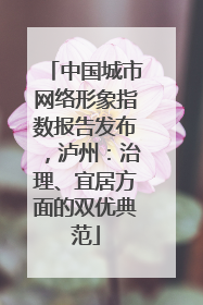 中国城市网络形象指数报告发布，泸州：治理、宜居方面的双优典范