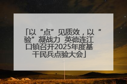 以“点”见质效，以“验”凝战力  英德连江口镇召开2025年度基干民兵点验大会