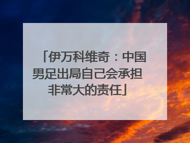 伊万科维奇：中国男足出局自己会承担非常大的责任