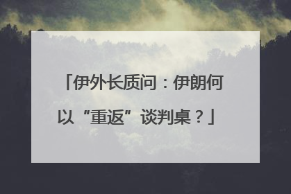 伊外长质问：伊朗何以“重返”谈判桌？