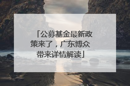 公募基金最新政策来了，广东博众带来详情解读