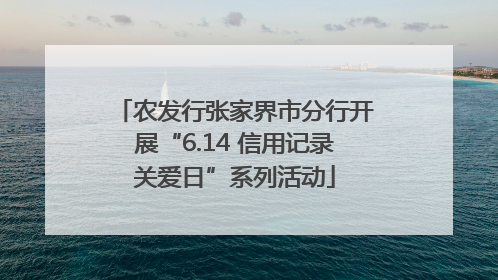 农发行张家界市分行开展“6.14 信用记录关爱日”系列活动