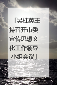 吴桂英主持召开市委宣传思想文化工作领导小组会议