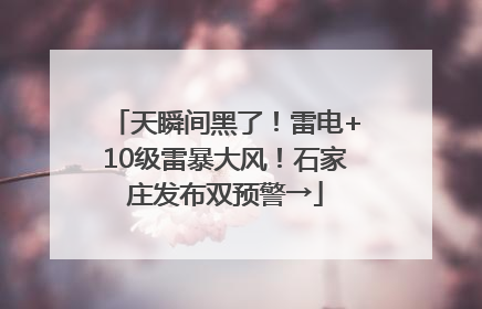 天瞬间黑了！雷电+10级雷暴大风！石家庄发布双预警→