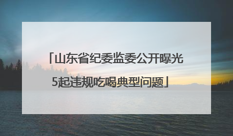 山东省纪委监委公开曝光5起违规吃喝典型问题