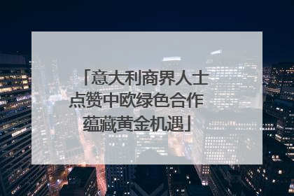 意大利商界人士点赞中欧绿色合作蕴藏黄金机遇