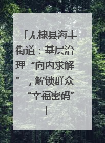 无棣县海丰街道：基层治理“向内求解”，解锁群众“幸福密码”