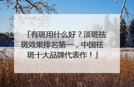 有斑用什么好？淡斑祛斑效果排名第一，中国祛斑十大品牌代表作！
