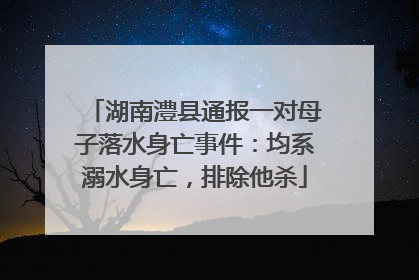 湖南澧县通报一对母子落水身亡事件：均系溺水身亡，排除他杀
