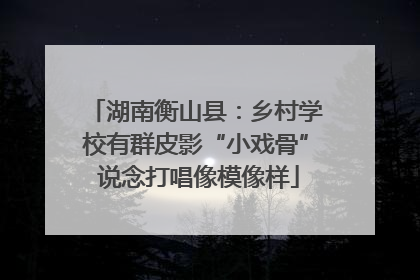 湖南衡山县：乡村学校有群皮影“小戏骨” 说念打唱像模像样