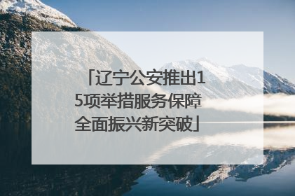 辽宁公安推出15项举措服务保障全面振兴新突破