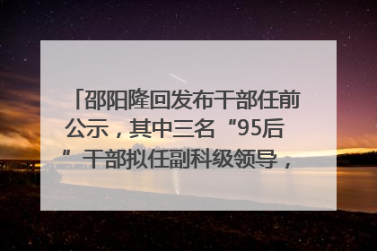 邵阳隆回发布干部任前公示，其中三名“95后”干部拟任副科级领导，均系硕士选调生