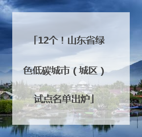 12个！山东省绿色低碳城市（城区）试点名单出炉